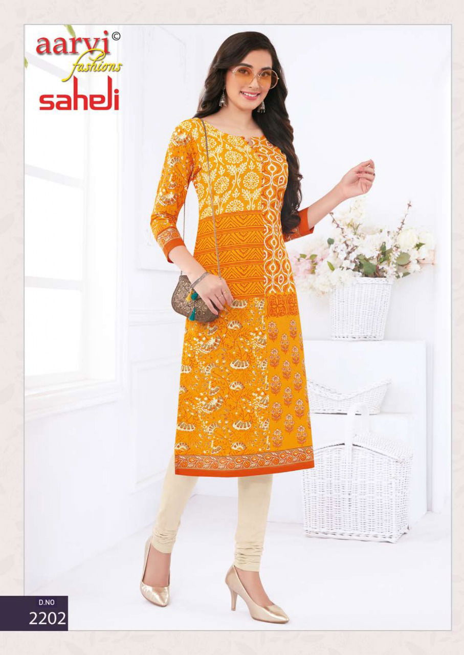 Aarvi Fashion Saheli 12 Casual Wear Cotton Printed Kurti Collection